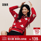 森馬（Semir）迪士尼紅色毛衣女可愛(ài)米奇提花騏驥紅寬松圓領(lǐng)套頭衫101125107004