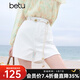百圖betu女裝2025夏季新款牛仔短褲高腰時(shí)尚側開(kāi)叉洗水褲子女2504T73 白色 M