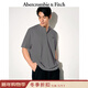Abercrombie & Fitch經(jīng)典小麋鹿圖案男裝25夏季美式重磅寬松亨利領(lǐng)短袖T恤 深灰色 M (180/100A)尺碼偏大
