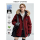 VEGA CHANG【安心絨3.0版】三防羽絨服女冬貉子毛工裝派克服外套 復古紅(安心絨含毛領(lǐng)) S