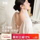幸棉秀場(chǎng)同款睡衣女肌理棉感抽褶廓形法式優(yōu)雅后背鏤空睡裙可外穿 杏色 均碼 （90-160斤）