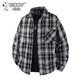 史努比（SNOOPY）長(cháng)袖襯衫男春秋格子外套男士寬松休閑翻領(lǐng)襯衣上衣  黑色 L
