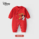 迪士尼（Disney）嬰兒衣服連體衣兒童拜年服春季女童紅色新生兒新年衣服寶寶哈衣