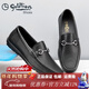 金利來(lái)（Goldlion）男鞋秋季樂(lè )福鞋頭層牛皮摔紋平底抗皺商務(wù)休閑皮鞋男套腳豆豆鞋 黑色 39
