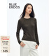 BLUE ERDOS100%羊毛針織衫女秋冬復古鏤空感純羊毛舒適毛衣套衫 深棕 165/84A/M