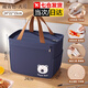 靜閑居保溫袋飯盒袋手提帶飯專(zhuān)用加厚冬天飯盒包手提袋保溫包飯袋餐包 大號-藏青色【四層加厚防油污丨加厚鋁箔丨保溫保冷】