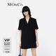 MO&Co.醋酸混紡短袖西裝連體褲連體衣休閑褲黑色法式 黑色 S 160