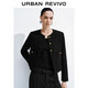 UR2025冬季新款女裝魅力氣質(zhì)小香金色紐扣短款外套UWG150159 黑色 M