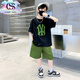 COMIC SOUL兒童裝男童夏裝套裝2025新款薄款中大童男孩帥氣休閑運動(dòng)兩件套 黑色 150