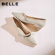 百麗（Belle）氣質(zhì)平跟單鞋女2026春新舒適低跟通勤平底便鞋B2989AQ6預售 金色 37