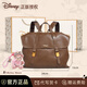 迪士尼（DISNEY）雙肩包女款旅行包輕奢超輕背包高顏值通勤新年生日禮物送女友 【贈小熊掛件】復古扣飾雙肩包-棕色