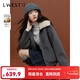 朗文斯?。↙.WEST）100%羊毛雙面呢大衣女2025冬季新款羊羔毛翻領(lǐng)毛呢外套 灰色 S 85-110斤