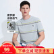 與狼共舞【涼感索羅娜】短袖T恤男夏季款冰爽簡(jiǎn)約透氣條紋圓領(lǐng)短T上衣男 113淺藍 L 175/92A