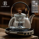 CAMBRASS玻璃泡茶煮茶壺器蒸煮一體茶水分離燒水電陶爐大容量養生茶具套裝 【煙灰半月】提梁玻璃壺+電陶爐