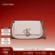 Calvin Klein時(shí)尚休閑單肩包禮物鏈條包包金屬字母旋扣翻蓋CK女包斜挎馬鞍包 YAF-牛乳白 OS