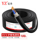 億舟（YZ）RVV護套線(xiàn)2芯電纜 無(wú)氧銅多股銅絲軟護套線(xiàn) 監控電源線(xiàn) RVV2*1.0 100米