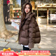 皮爾卡丹美拉德羽絨棉服女冬季2025新款寬松羊羔毛領(lǐng)棉衣棉襖加厚外套 咖色 L 建議110-130斤