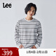 Lee【張凌赫同款】商場(chǎng)同款25早秋新品舒適版圓領(lǐng)條紋男長(cháng)袖T恤 白色 L
