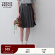 Teenie Weenie小熊女裝春夏休閑時(shí)尚高腰百褶半身裙可拆卸腰帶短裙 深灰色 S (160)