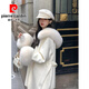 皮爾卡丹（pierre cardin）白色狐貍毛領(lǐng)雙面羊絨大衣女連帽2025冬裝新款小個(gè)子毛呢外套短款 白色 XS