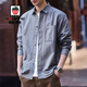 AEMAPE美國蘋(píng)果高端襯衫男2026春夏新款美式復古工裝純棉寬松大碼外套男 T740淺灰襯衫 XL  適合140-160斤