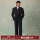 CULTUM1930s復古加厚外套豎條紋西服套裝男雙排扣戧駁領(lǐng)商務(wù)修身西裝 藏藍條紋兩件套 L (52B)