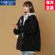 莫代爾工裝外套女2025春秋季新款加厚沖鋒學(xué)生上衣寬松時(shí)尚假兩件夾克 黑色 L 110-124斤