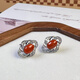 留星南紅耳釘女天然保山冰紅輕奢高級感氣質(zhì)新年禮物馬年復古耳飾 南紅冰紅耳釘