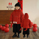 硯臺家童裝男童紅色棉衣外套冬裝棉襖女寶寶衣服棉服兒童過(guò)年拜年服 紅色 貓咪款 110
