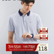 柒牌polo衫男短袖春夏千鳥(niǎo)格滿(mǎn)印翻領(lǐng)上衣