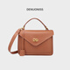 特洛利思（DENUONISS）swift納帕頭層牛皮郵差包女秋冬單肩斜挎包高級感復古女包手提包 焦糖色【納帕頭層牛皮】