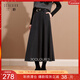 三彩【綿羊毛】2025冬季新款復古半身裙毛呢傘裙A字裙寬松長(cháng)裙S