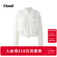 ELAND【萊賽爾+亞麻】衣戀短外套女寬松長(cháng)袖2025秋季新款 象牙白/白色(39)Ivory S /160