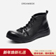 dreambox鈞博冬季加絨短靴水洗馬皮純手工高幫男鞋英倫復古百搭馬丁靴 雅黑色-馬皮內里 40 男碼