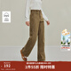 茵曼2025秋冬女裝新款復古純棉分割直筒牛仔褲水洗顯瘦長(cháng)褲  深咖色 27