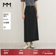 麥檬MM商場(chǎng)同款春秋復古深灰色牛仔直筒半身裙女5F2140871 深灰 S
