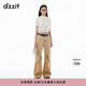 DZZIT地素牛仔褲春秋工裝風(fēng)雙色設計丹寧褲子女 土黃色 XS