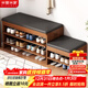 米客米家（MIKEMIJIA）鞋柜換鞋凳子家用門(mén)口簡(jiǎn)易置物架出租屋用多層鞋子收納架可坐鞋柜 胡桃色加寬組合款|120*32*52CM
