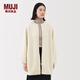 MUJI女式 長(cháng)毛抓絨 大衣 女外套25年冬季搖粒絨女裝外衣 BB2U8C5A 象牙色 M (160/84A)