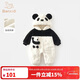 班喜迪嬰兒衣服秋冬裝嬰幼兒連體衣超萌加絨夾棉爬服寶寶毛絨連帽外出服 白色 90cm