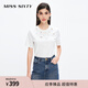 MISS SIXTYT恤女重工釘珠圓領(lǐng)短袖純棉寬松直筒顯瘦 米白 S
