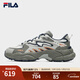 FILA 斐樂(lè )蕨草鞋官方男鞋摩登運動(dòng)鞋2024春新款舒適休閑鞋時(shí)尚老爹鞋 香根草綠/瑪瑙灰-VA 單層 39