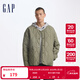 GAP男裝印花logo波浪絎線(xiàn)外套輕薄簡(jiǎn)約風(fēng)棉服619672 淺綠色 L (175/96A) 亞洲尺碼 【偏大，建議拍小一碼】