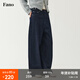 fano studios范洛繭型挺闊感原色牛仔褲女2026春季新款金屬扣收腰顯瘦闊腿褲子 原色牛仔藍 S （第二批）