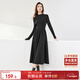 尚都比拉秋冬復古氣質(zhì)女神范打底針織連衣裙中長(cháng)款顯瘦a字裙 黑色 M 