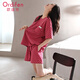 歐迪芬（Ordifen）睡衣女夏季純棉2026新款短袖短褲可外穿家居服休閑時尚格紋L