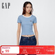 蓋璞女裝2025春季新款刺繡logo撞色圓領(lǐng)修身短袖T恤上衣美版727444