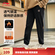 李寧透氣束腳運動(dòng)褲秋冬季女子衛褲刺繡標志長(cháng)褲寬松休閑跑步健身褲 【加絨保暖】束腳-雙logo-黑色R-8 2XL