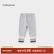 babylove嬰幼兒加絨打底褲秋冬保暖褲子拼接彈力褲寶寶百搭休閑褲 淺麻灰 100