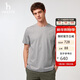 哈吉斯（HAZZYS）男裝花logo純色短袖T恤ASTZE0CBX78 灰色GE L（175/96A48）